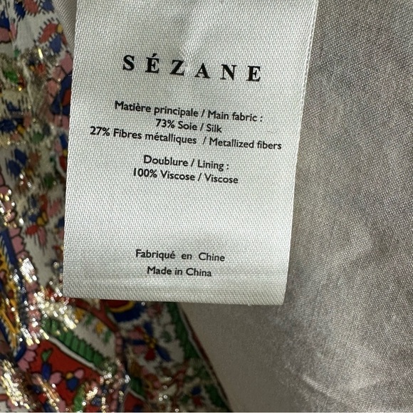Sézane Paula Metallic Shimmer Silk Midi Dress Paisley Size US 2 - Picture 10 of 15